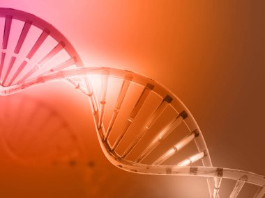 kırmızı zemin üzerine Dna yapısının 3D render