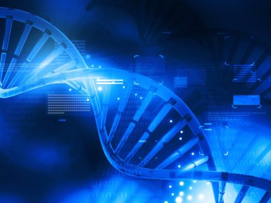 3D render mavi arka plan üzerinde Dna yapısının