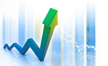 İş ok grafiği. Finansal arka plan. 3D çizim