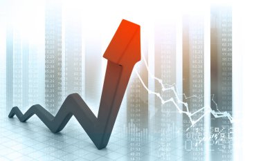 İş ok grafiği. Finansal arka plan. 3D çizim