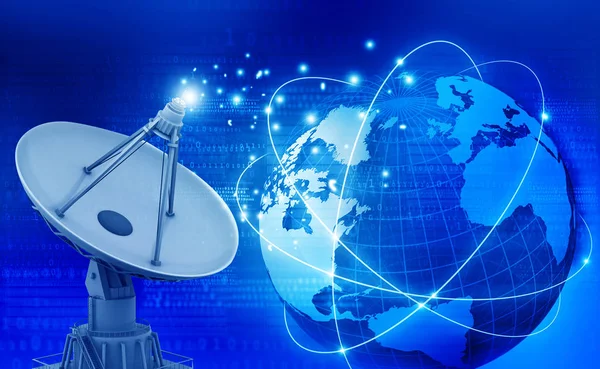 Tecnologia Comunicação Global Com Antena Parabólica Fundo Tecnologia Ilustração — Fotografia de Stock