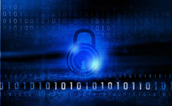 Concepto Seguridad Cibernética Bloquear Fondo Binario — Foto de Stock