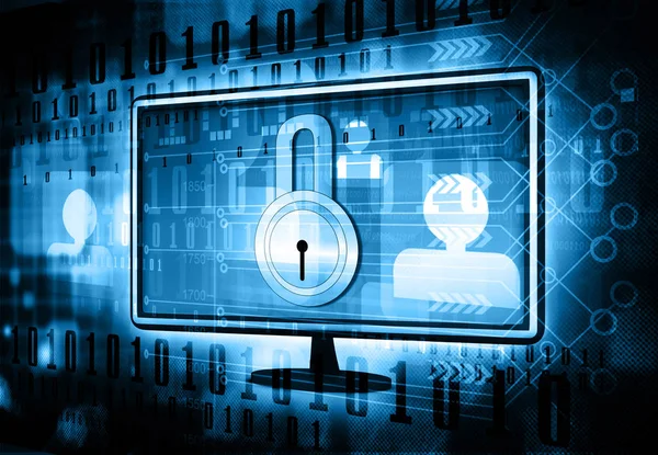 Emniyet Konsepti Pad Kilit Bilgisayar Monitör Kapalı Internet Güvenlik — Stok fotoğraf
