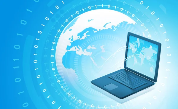 Laptop Mit Globus Globale Kommunikationstechnologie — Stockfoto