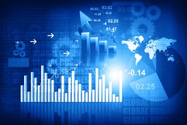 3D iş grafikleri ve çizelgeleri. Finansal arka plan  