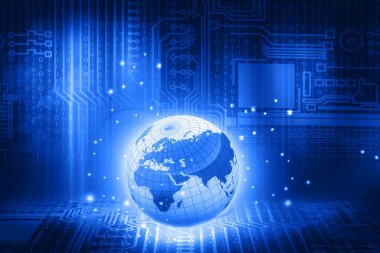 Küresel teknoloji kavramı fütüristik arka plan. 3D render