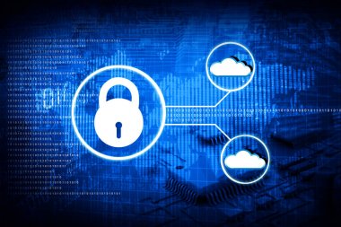 Bulut ağ güvenlik kavramı. Fütüristik teknoloji