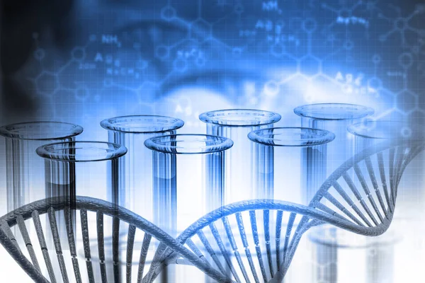 Labor Chemie Dna Struktur Auf Blauem Hintergrund Abbildung Biochemie Konzept — Stockfoto