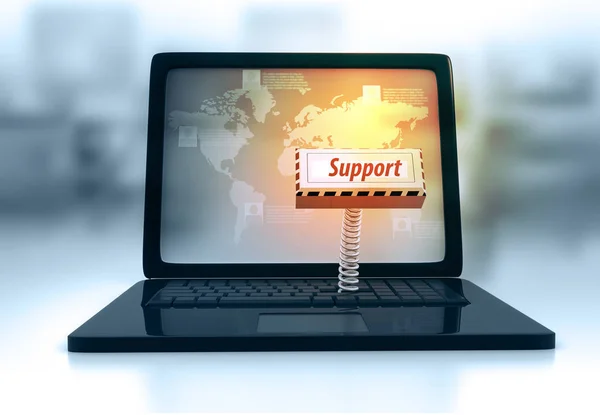 Tastiera Del Computer Portatile Con Supporto Chiave Render — Foto Stock