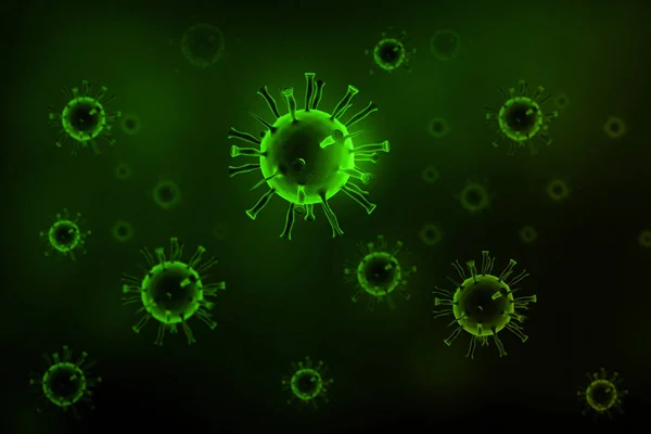 Render Virus Fondo Verde — Foto de Stock