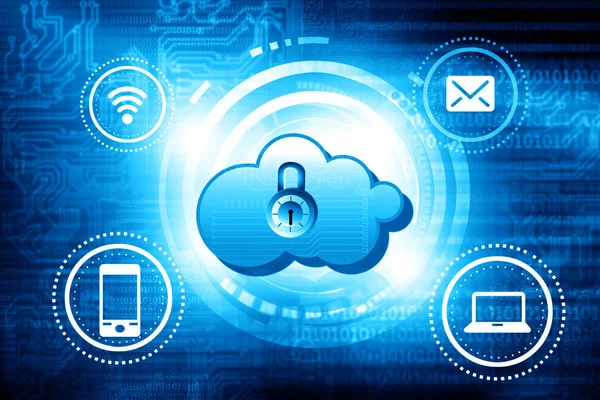 Cloud network security concept. Futuristic technology