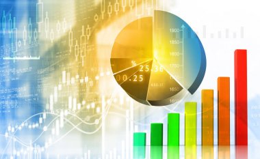 Grafik ve çizelgeler finansal arka plan. Borsa anylis. 3D render