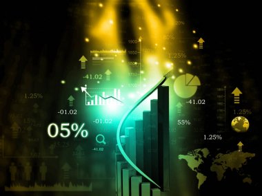 Menkul Kıymetler Borsası büyüme grafiği. 3D render