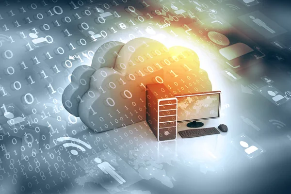 Cloud Computing Konceptet Blå Bakgrund Render — Stockfoto