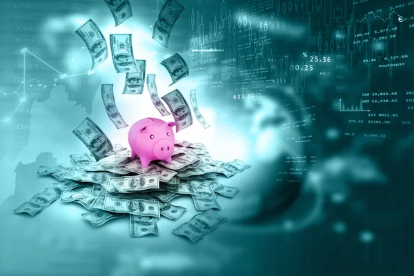 Piggy Банка Доллар Финансовые Фона — стоковое фото