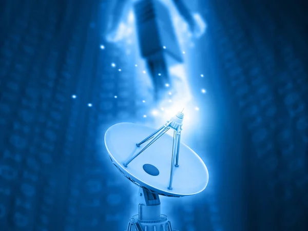 Satellite Dish Transmission Data Global Telecommunication Background Render — Stock Photo, Image