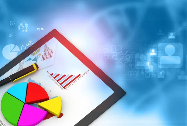 Grafico Dei Dati Finanziari Laptop Concetto Marcatura Digitale Rendering — Foto Stock