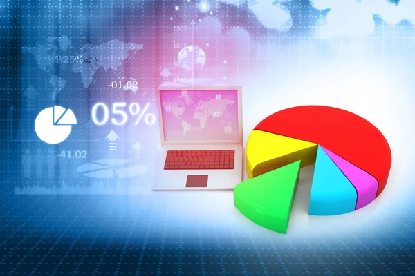 Grafico Dei Dati Finanziari Laptop Concetto Marcatura Digitale Rendering — Foto Stock