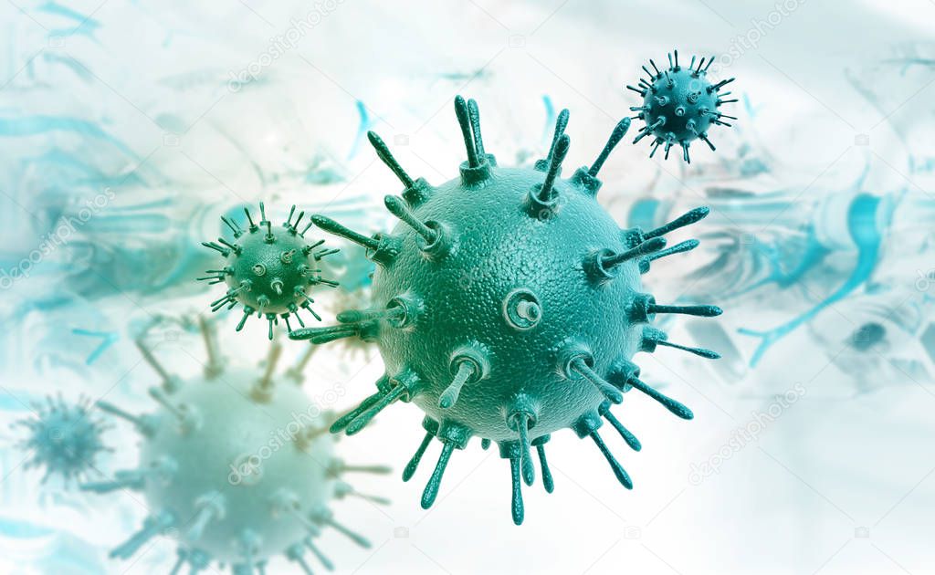 3d render of virus on medical background