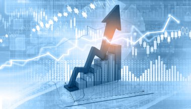 3D iş grafik finansal büyüme gösterir