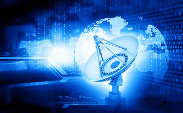 Render Satellite Dish Global Digital Background — Stock Photo, Image