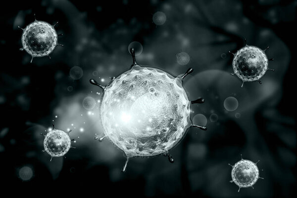 Virus on abstract background. 3d render 