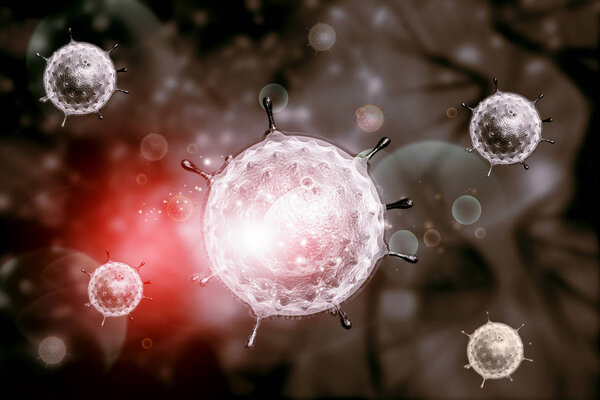 Virus on abstract background. 3d render 	