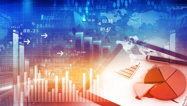 Gráfico Crecimiento Empresarial Gráficos Financieros Globales Sobre Antecedentes Empresariales Abstractos — Foto de Stock