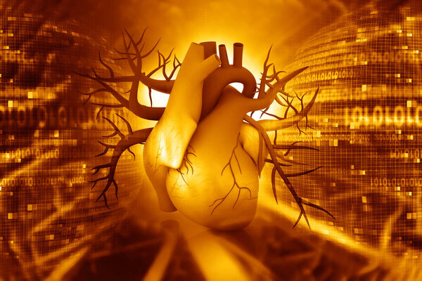 3d сердце человека на абстрактном фоне
 