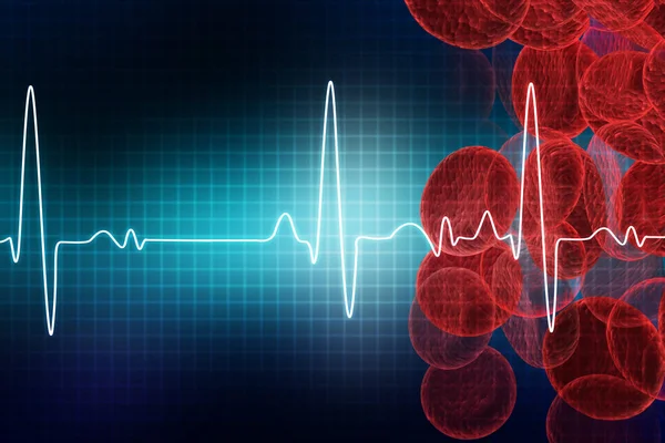 Ecg Blood Cells Electrocardiography Medical Healthcare Background — Stock Photo, Image