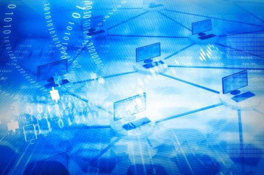 Küresel internet bağlantısı. 3D çizim 