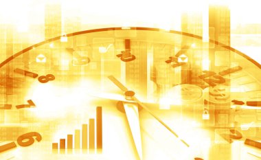 Dolar ve iş grafik ile saat. Zaman para kavramı 3d ilişkindir 