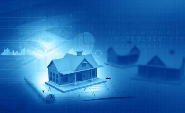 İnşaat planları ve blueprints iş arka plan üzerinde. 3D çizim 