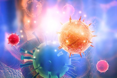 Virüs Tıp arka plan üzerinde 3D çizimi