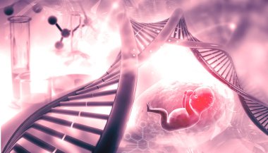 Fetal Dna üzerinde arka plan ile. 3D çizim