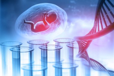 Fetal Dna üzerinde arka plan ile. 3D çizim