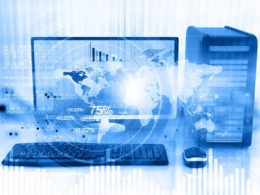 Küresel siber teknoloji kavramı. 3D çizim 