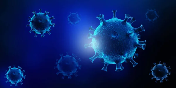Mavi Arka Plan Üzerinde Virüs Çizim Stok Fotoğraf