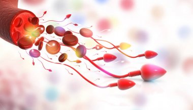 Human sperm on abstract background. 3d illustration clipart