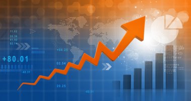 Finansal büyüme grafiği. 3D çizim 