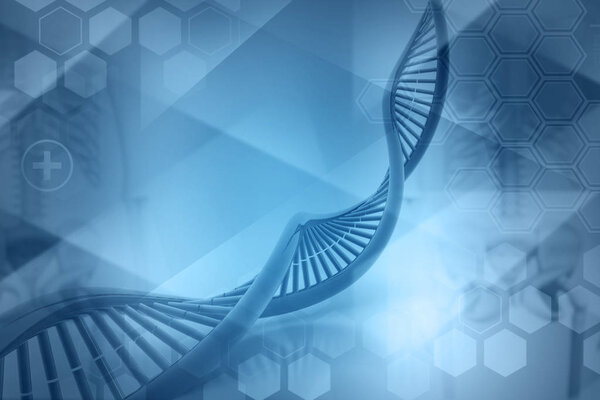 Молекулы ДНК на синем фоне. 3d иллюстрация
