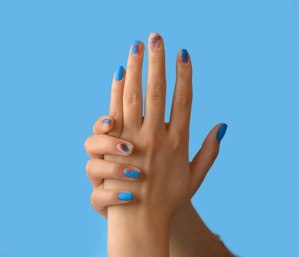 Close up of female hands with beautiful manicure