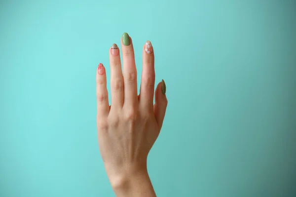 Close up of female hands with beautiful manicure