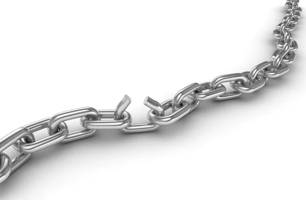 Broken chrome chain — Stock Photo, Image