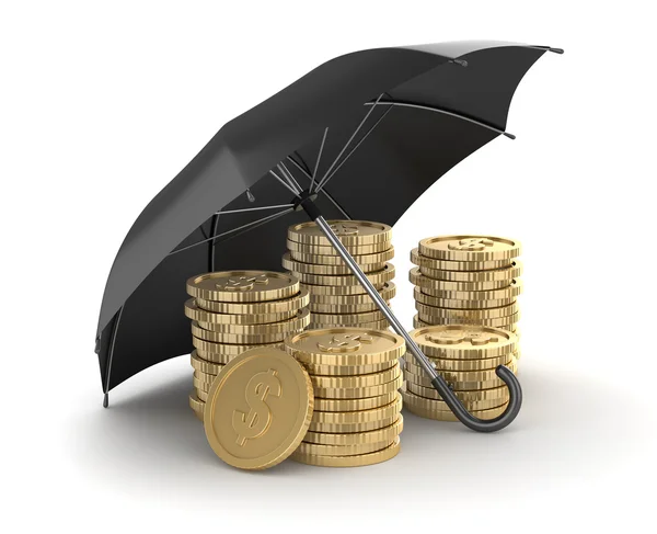 Fekete esernyő a pénz védelme — Stock Fotó