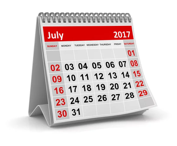 Ημερολόγιο - Ιουλίου 2017 — Φωτογραφία Αρχείου