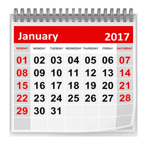 Calendario - Enero 2017 —  Fotos de Stock