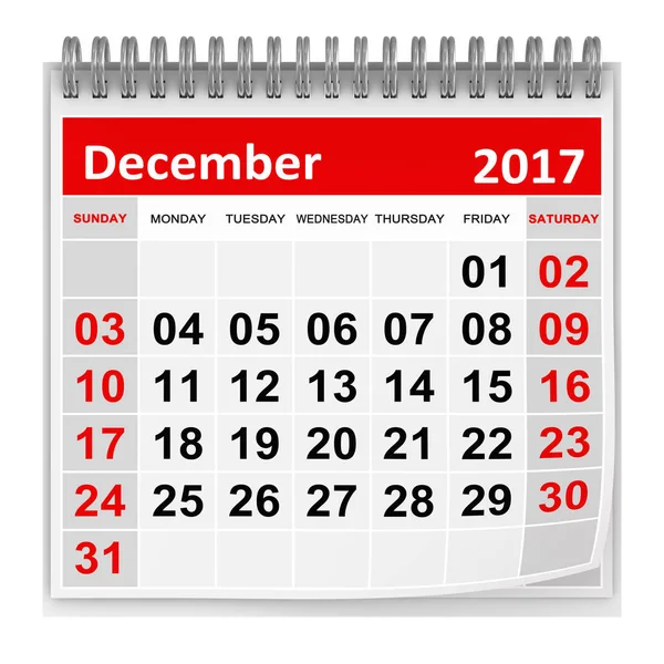 Ημερολόγιο - Δεκεμβρίου 2017 — Φωτογραφία Αρχείου