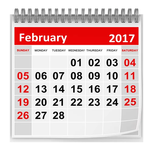 Calendario - Febrero 2017 —  Fotos de Stock