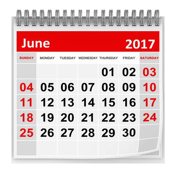 Ημερολόγιο - Ιουνίου 2017 — Φωτογραφία Αρχείου